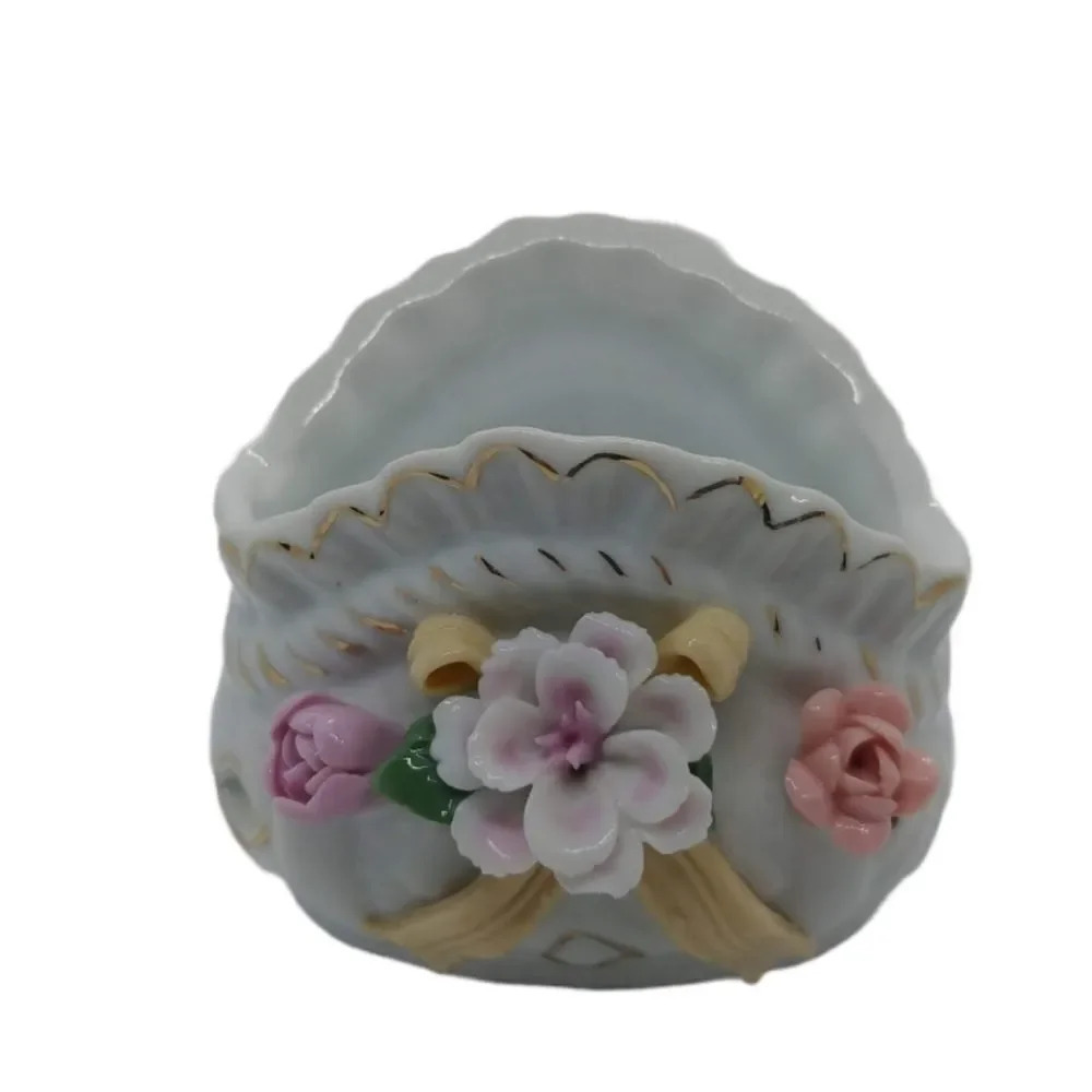 Small Bowl Ceramic Flowers and Cutouts